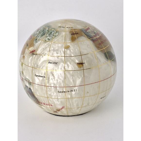 Alexander Kalifano Pearl Opalite Gemstone Globe Pearl Rubellite Opal Ocean 3” - Picture 3 of 6